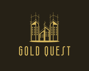 Gold Premium Real Estate Building logo design