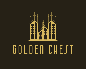 Gold Premium Real Estate Building logo design