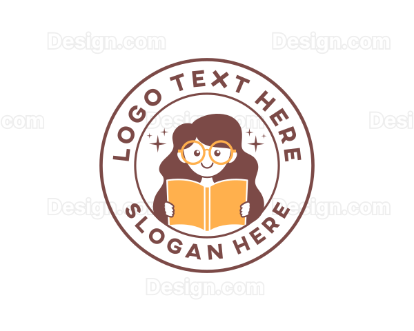 Girl Book Reading Logo