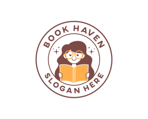 Girl Book Reading logo design