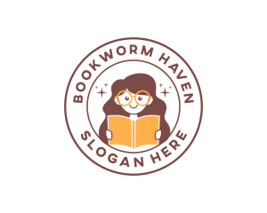 Girl Book Reading logo design