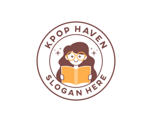 Girl Book Reading logo design