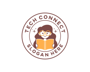 Girl Book Reading logo