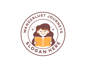 Girl Book Reading logo