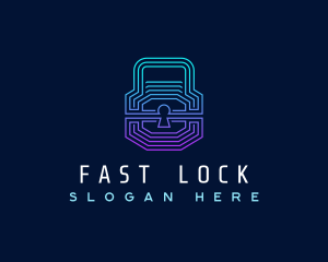 Digital Tech Padlock logo design