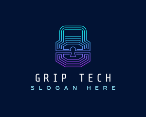 Digital Tech Padlock logo design