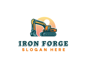 Excavator Digging Machinery logo design