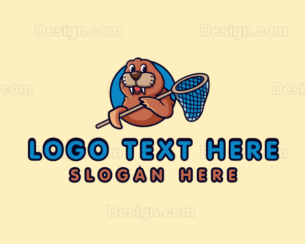 Cute Walrus Animal Logo