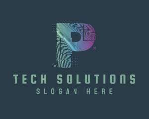 Modern Glitch Letter P logo