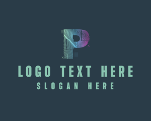 Modern Glitch Letter P logo