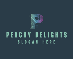 Modern Glitch Letter P logo design