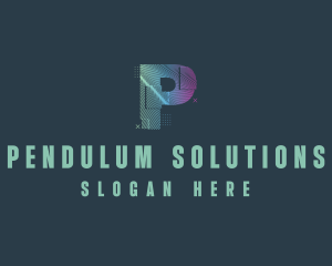 Modern Glitch Letter P logo design