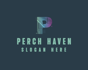 Modern Glitch Letter P logo design