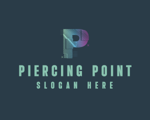 Modern Glitch Letter P logo design