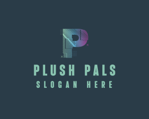 Modern Glitch Letter P logo design