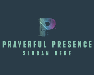 Modern Glitch Letter P logo design