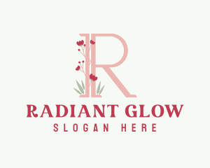 Letter R Garden Blossom logo design