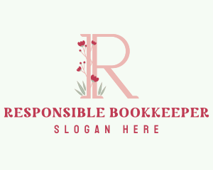 Letter R Garden Blossom logo design