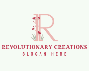 Letter R Garden Blossom logo design