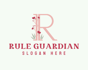 Letter R Garden Blossom logo design