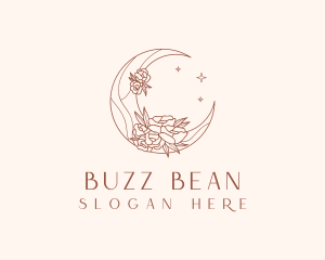 Crescent Moon Flower logo design