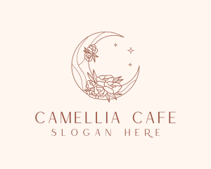 Crescent Moon Flower logo design