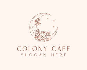 Crescent Moon Flower logo design