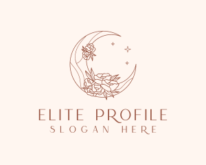 Crescent Moon Flower logo design