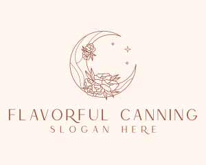 Crescent Moon Flower logo design