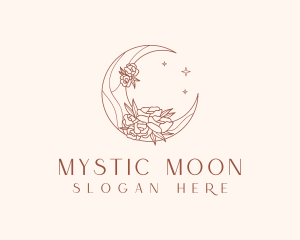 Crescent Moon Flower logo design