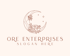 Crescent Moon Flower logo design