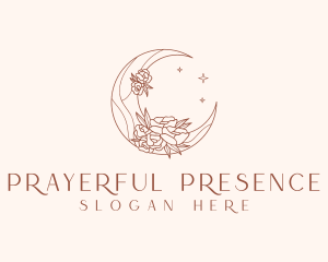 Crescent Moon Flower logo design