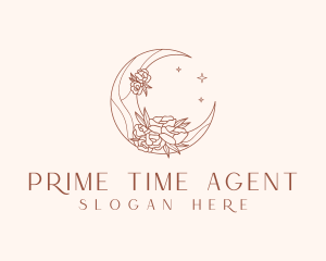 Crescent Moon Flower logo design