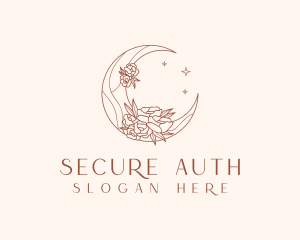 Crescent Moon Flower logo design