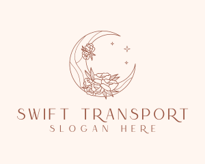 Crescent Moon Flower logo design