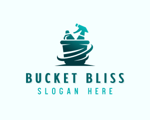 Cleaning Bucket Spray Bottle logo design