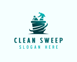 Cleaning Bucket Spray Bottle logo design