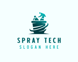 Cleaning Bucket Spray Bottle logo design