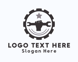 Repairman Wrench Cogwheel logo