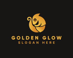 Golden Chameleon Animal logo design