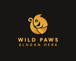 Golden Chameleon Animal logo design