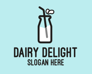 Milk Bottle Straw  logo design