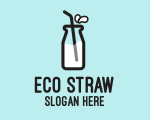 Milk Bottle Straw  logo design