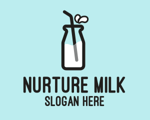 Milk Bottle Straw  logo design