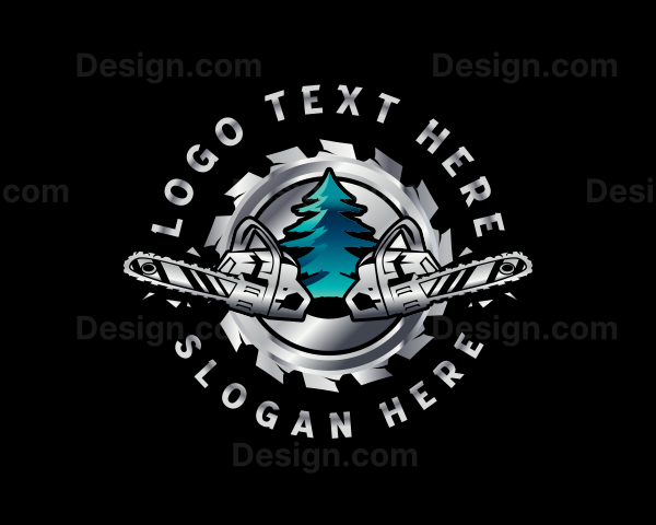 Chainsaw Logging Tree Logo