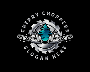 Chainsaw Logging Tree logo design