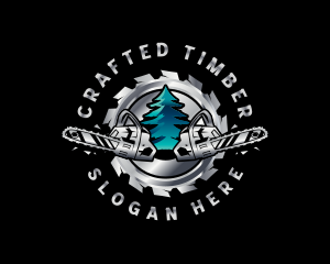 Chainsaw Logging Tree logo design