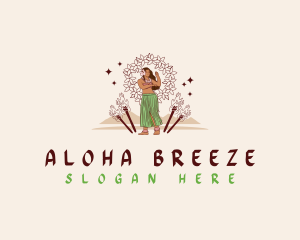 Hawaiian Girl Dancer logo design