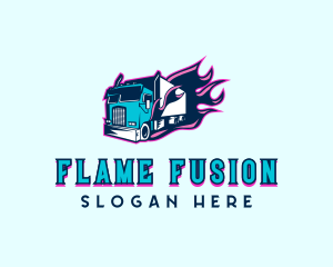 Flaming Truck Vehicle logo design