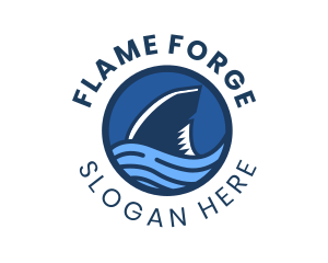 Shark Fin Wave Badge logo design